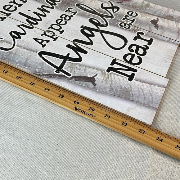 Cardinal Wall Art Sign Decor When Cardinals Appear Angels Are Near Shiplap Red - Picture 7 of 8